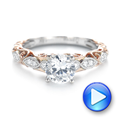  18K Gold And 14k Rose Gold 18K Gold And 14k Rose Gold Two-tone Filigree Diamond Engagement Ring - Video -  103907 - Thumbnail