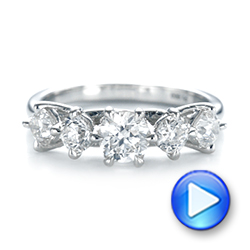  Platinum Custom Five Stone Engagement Ring - Video -  103909 - Thumbnail