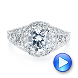  Platinum Platinum Diamond Halo Engagement Ring - Video -  103910 - Thumbnail