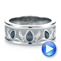 14k White Gold 14k White Gold Custom Black Diamond Men's Wedding Band - Video -  103912 - Thumbnail