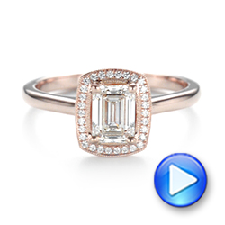 14k Rose Gold Custom Diamond Halo Engagement Ring - Video -  103914 - Thumbnail