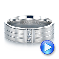 Men's Brushed Finish Diamond Wedding Band - Video -  103974 - Thumbnail