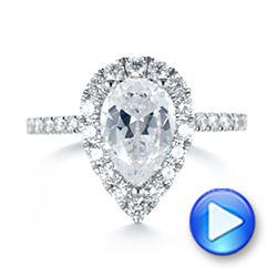 14k White Gold Pear-shaped Halo Diamond Engagement Ring - Video -  103991 - Thumbnail