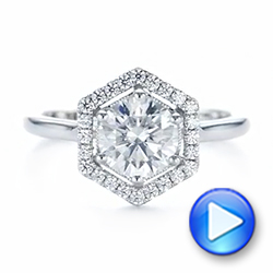 14k White Gold 14k White Gold Custom Diamond Halo Engagement Ring - Video -  103992 - Thumbnail