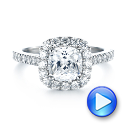  Platinum Platinum Cushion Halo Diamond Engagement Ring - Video -  103993 - Thumbnail