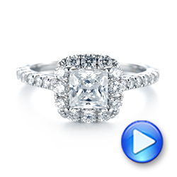 14k White Gold Princess Diamond Halo Engagement Ring - Video -  103996 - Thumbnail
