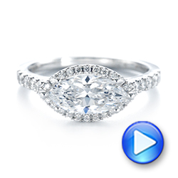  Platinum Platinum Marquise Halo Diamond Engagement Ring - Video -  104001 - Thumbnail