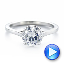 18k White Gold Solitaire Diamond Engagement Ring - Video -  104008 - Thumbnail