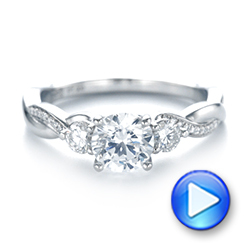  Platinum Three Stone Diamond Engagement Ring - Video -  104011 - Thumbnail