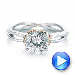 18k White Gold And 18K Gold Two-tone Solitaire Engagement Ring - Video -  104019 - Thumbnail