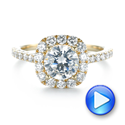 18k Yellow Gold 18k Yellow Gold Halo Diamond Engagement Ring - Video -  104021 - Thumbnail