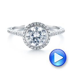 14k White Gold Halo Diamond Engagement Ring - Video -  104022 - Thumbnail