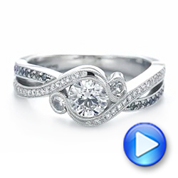 18k White Gold 18k White Gold Custom Blue Sapphire And Diamond Engagement Ring - Video -  104025 - Thumbnail