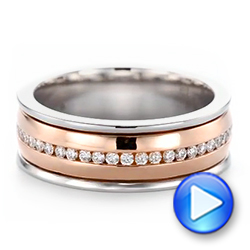  Platinum And 14k Rose Gold Custom Two-tone Eternity Diamond Men's Band - Video -  104026 - Thumbnail