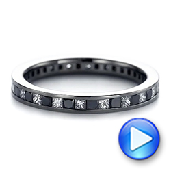 18k White Gold 18k White Gold Custom Black And White Diamond Wedding Band - Video -  104030 - Thumbnail