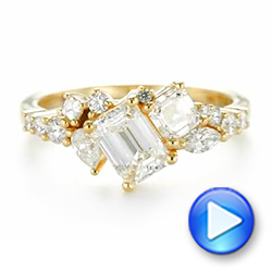 14k Yellow Gold 14k Yellow Gold Custom Diamond Cluster Engagement Ring - Video -  104052 - Thumbnail