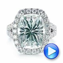 14k White Gold 14k White Gold Custom Aquamarine And Diamond Fashion Ring - Video -  104053 - Thumbnail