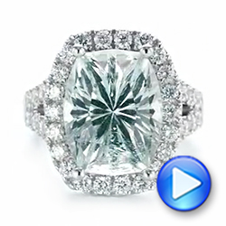 18k White Gold 18k White Gold Custom Aquamarine And Diamond Fashion Ring - Video -  104053 - Thumbnail