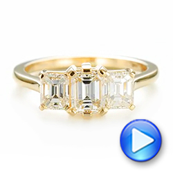 18k Yellow Gold 18k Yellow Gold Custom Three Stone Diamond Engagement Ring - Video -  104058 - Thumbnail