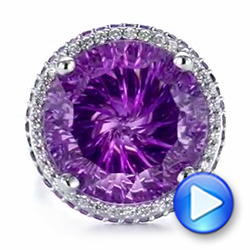 14k White Gold Custom Amethyst And Diamond Fashion Ring - Video -  104062 - Thumbnail