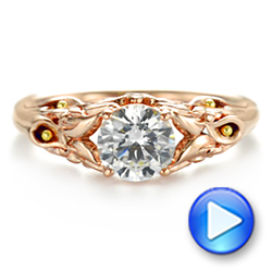 18k Rose Gold 18k Rose Gold Floral Two-tone Diamond Engagement Ring - Video -  104089 - Thumbnail