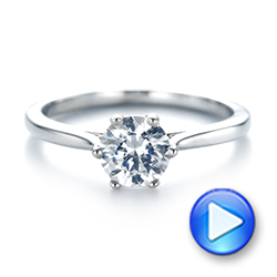 14k White Gold Six Prong Solitaire Diamond Engagement Ring - Video -  104092 - Thumbnail