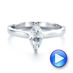 14k White Gold Solitaire Marquise Diamond Engagement Ring - Video -  104097 - Thumbnail