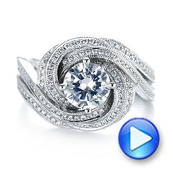 18k White Gold Knot Diamond Engagement Ring - Video -  104115 - Thumbnail