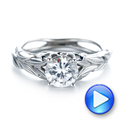 14k White Gold 14k White Gold Floral Solitaire Diamond Engagement Ring - Video -  104117 - Thumbnail