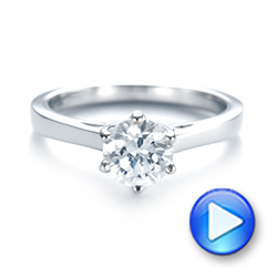 18k White Gold Solitaire Diamond Engagement Ring - Video -  104120 - Thumbnail