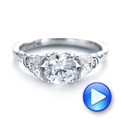  Platinum Platinum Floral Solitaire Diamond Engagement Ring - Video -  104122 - Thumbnail