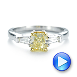 Three-stone Yellow And White Diamond Engagement Ring - Video -  104136 - Thumbnail