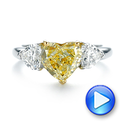 Three-stone Heart Diamond Engagement Ring - Video -  104139 - Thumbnail