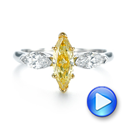 Yellow And White Marquise Diamond Engagement Ring - Video -  104141 - Thumbnail