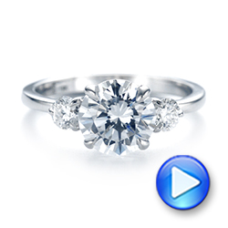 18k White Gold Three-stone Diamond Engagement Ring - Video -  104169 - Thumbnail