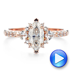 18k Rose Gold 18k Rose Gold Custom Pear And Marquise Diamond Engagement Ring - Video -  104172 - Thumbnail