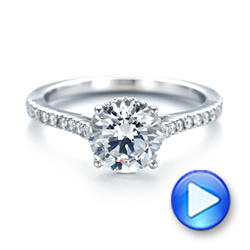 18k White Gold Micro Pave Diamond Engagement Ring - Video -  104175 - Thumbnail