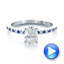 18k White Gold 18k White Gold Custom Blue Sapphire And Diamond Engagement Ring - Video -  104207 - Thumbnail