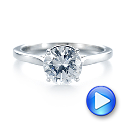 14k White Gold Solitaire Diamond Engagement Ring - Video -  104209 - Thumbnail