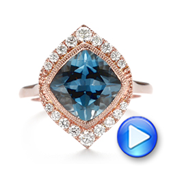 18k Rose Gold London Blue Topaz And Diamond Fashion Ring - Video -  104249 - Thumbnail