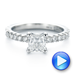 14k White Gold 14k White Gold Custom Princess Cut Diamond Classic Engagement Ring - Video -  104251 - Thumbnail