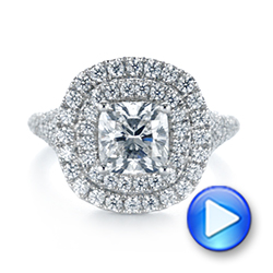 18k White Gold 18k White Gold Custom Halo Pave Diamond Engagement Ring - Video -  104254 - Thumbnail