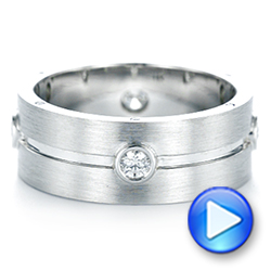 14k White Gold 14k White Gold Custom Blue Sapphire And Diamond Men's Band - Video -  104257 - Thumbnail