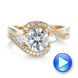 14k Yellow Gold Custom Diamond Engagement Ring - Video -  104262 - Thumbnail