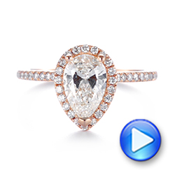 18k Rose Gold 18k Rose Gold Custom Diamond Halo Engagement Ring - Video -  104264 - Thumbnail