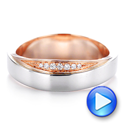 18k Rose Gold And 14K Gold 18k Rose Gold And 14K Gold Custom Two-tone Men's Diamond Wedding Band - Video -  104291 - Thumbnail