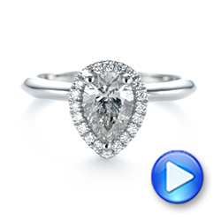 14k White Gold 14k White Gold Custom Pear Diamond Halo Engagement Ring - Video -  104293 - Thumbnail