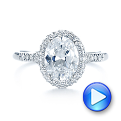 18k White Gold Diamond Halo Split Shank Engagement Ring - Video -  104326 - Thumbnail