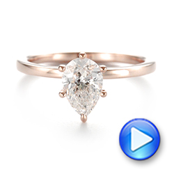 18k Rose Gold 18k Rose Gold Custom Pear Shaped Solitaire Diamond Engagement Ring - Video -  104399 - Thumbnail