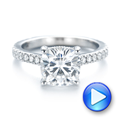 14k White Gold Custom Diamond Engagement Ring - Video -  104401 - Thumbnail